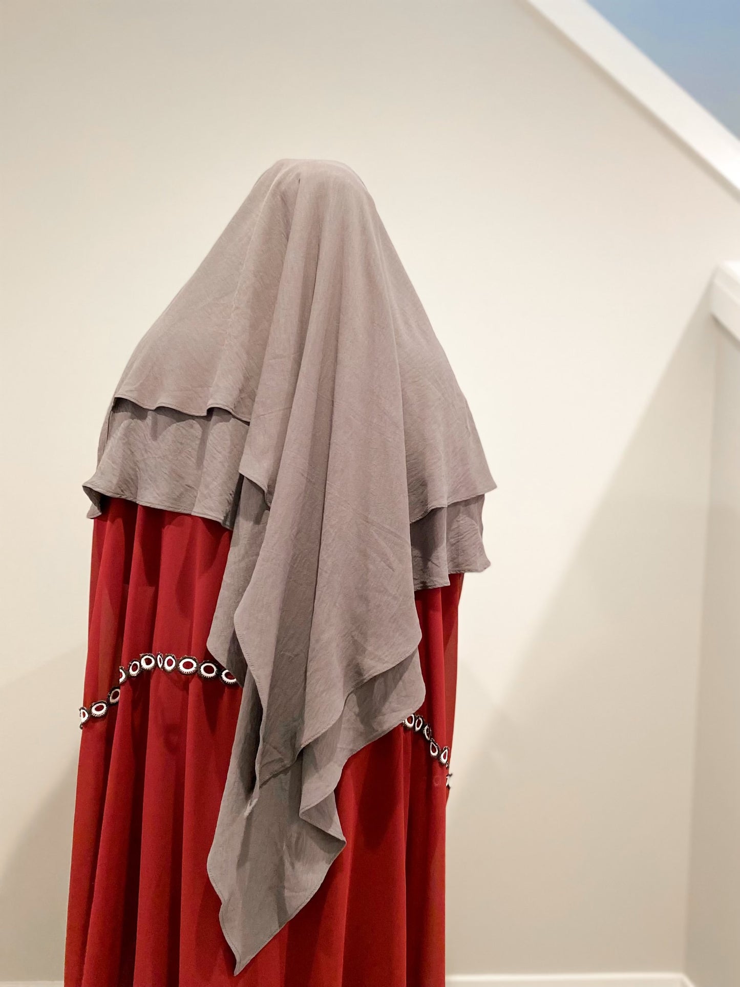 Double Layered Khimar - Dark Gray
