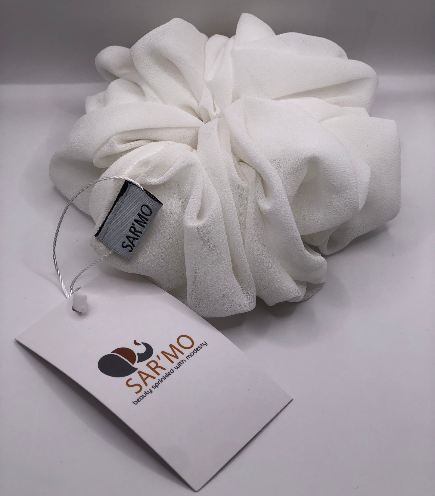 Chiffon Volume Scrunchies - White