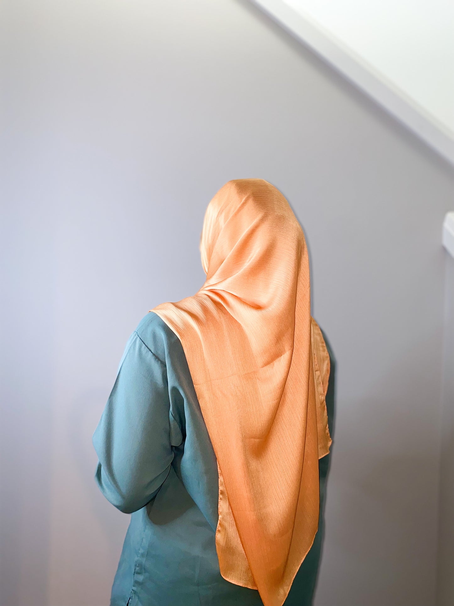 Texture Satin Chiffon Hijab - Orange