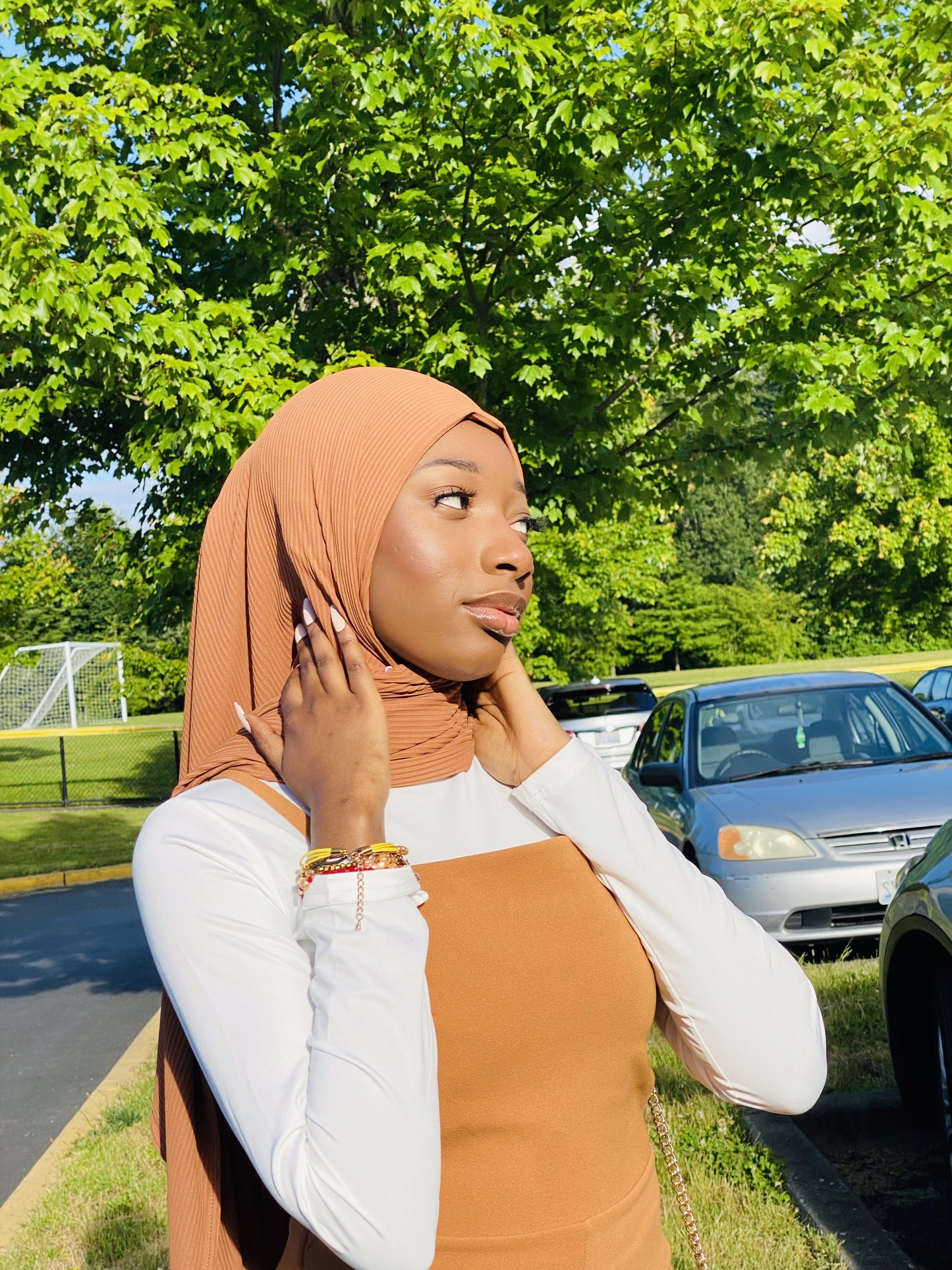 Ribbed Jersey Hijab - Ginger