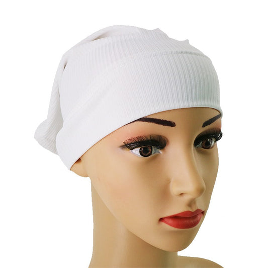 Ribbed Jersey Under Cap - White