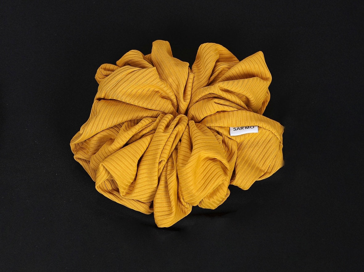 Ribbed Volume Scrunchie - Mustard