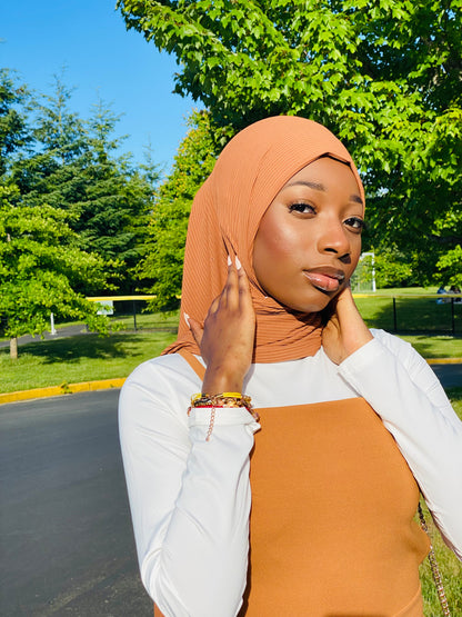 Ribbed Jersey Hijab - Ginger