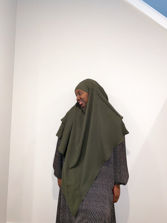 Double Layered Khimar - Army Green