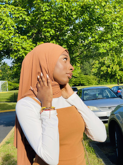 Ribbed Jersey Hijab - Ginger