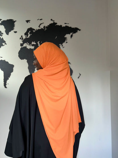 Ribbed Jersey Hijab - Orange