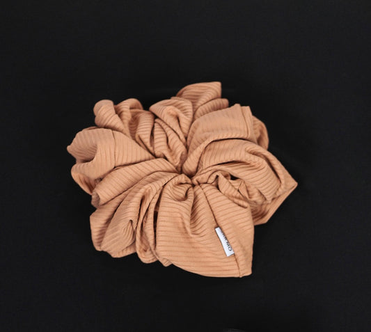 Ribbed Volume Scrunchie - Nude